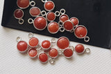 Italian Coral Round Charm Connectors Plain Round 925 Silver 13-14mm (5Pc-10Pc)