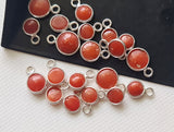 Italian Coral Round Charm Connectors Plain Round 925 Silver 13-14mm (5Pc-10Pc)