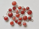 Italian Coral Round Charm Connectors Plain Round 925 Silver 13-14mm (5Pc-10Pc)