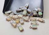 Ethiopian Opal Charm Connector, Opal 925 Silver Bezel 9-11mm (5Pc-10Pc)