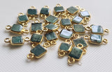 Emerald Charm Connector Square 925 Silver with Gold Polish 13-14mm (5Pcs-10Pcs)