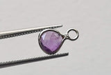 Amethyst Heart Charm Connectors Faceted Heart 925 Silver 9-10mm (5 Pcs-10 Pcs)