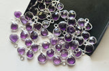 Amethyst Heart Charm Connectors Faceted Heart 925 Silver 9-10mm (5 Pcs-10 Pcs)