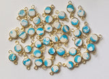 Howlite Charm Connector Round 925 Silver with Gold Polish 15.5mm (5Pc-10Pcs)