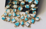 Howlite Charm Connector Plain 925 Silver with Gold Polish 13-13.5mm (5Pc-10Pcs)