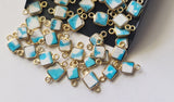 Howlite Charm Connector Plain 925 Silver with Gold Polish 13-13.5mm (5Pc-10Pcs)