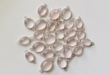 Rose Quartz Oval Charm Connectors Plain Oval 925 Silver 14-16mm (2Pcs-5Pcs)