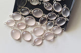 Rose Quartz Oval Charm Connectors Plain Oval 925 Silver 14-16mm (2Pcs-5Pcs)