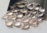 Rose Quartz Oval Charm Connectors Plain Oval 925 Silver 14-16mm (2Pcs-5Pcs)