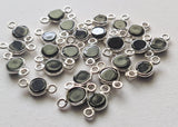 Black Onyx Round Charm Connectors Onyx Plain 925 Silver Bezel 13mm (5Pcs-10Pcs)