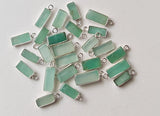 Chrysoprase Rectangle Charm Connectors 925 Silver Bezel 12.5-16mm (2Pcs-4Pcs)