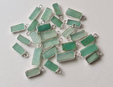 Chrysoprase Rectangle Charm Connectors 925 Silver Bezel 12.5-16mm (2Pcs-4Pcs)