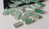 Chrysoprase Rectangle Charm Connectors 925 Silver Bezel 12.5-16mm (2Pcs-4Pcs)