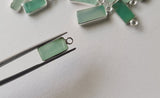 Chrysoprase Rectangle Charm Connectors 925 Silver Bezel 12.5-16mm (2Pcs-4Pcs)