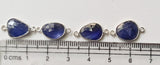 Blue Sapphire Charm Connectors Free Form 925 Silver Bezel 16-18mm (2Pcs-4Pcs)