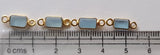 Aquamarine Rectangle Charm Connectors 925 Silver with Gold Polish 13.5-14.5mm