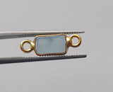 Aquamarine Rectangle Charm Connectors 925 Silver with Gold Polish 13.5-14.5mm