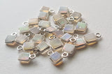 Ethiopian Opal Charm Connector, Opal 925 Silver Bezel 8.5-9mm (5Pc-10Pcs)