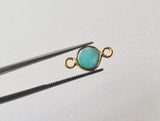 Amazonite Charm Connectors 925 Silver with Gold Polish Bezel 13-15mm (5Pc-10Pcs)