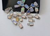 Ethiopian Opal Charm Connector, Opal 925 Silver Bezel 9-11mm (5Pc-10Pc)