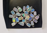 Ethiopian Opal Charm Connector, Opal 925 Silver Bezel 9-11mm (5Pc-10Pc)