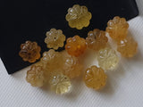 8.5-9mm Yellow 4 Pcs Yellow Aquamarine Carved Melon Beads for Necklace/Ring