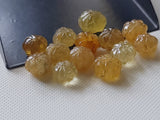 8.5-9mm Yellow 4 Pcs Yellow Aquamarine Carved Melon Beads for Necklace/Ring