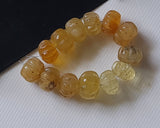 8.5-9mm Yellow 4 Pcs Yellow Aquamarine Carved Melon Beads for Necklace/Ring