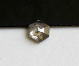 Salt And Pepper Hexagon Shaped Rare Flat Back Faceted Shield Diamond, 4mm