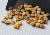 4-5mm Bumble Bee Jasper Square Cabochons, Jasper Plain Smooth (25Pcs To 50Pcs)