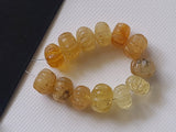 8.5-9mm Yellow 4 Pcs Yellow Aquamarine Carved Melon Beads for Necklace/Ring