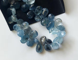 Moss Aquamarine Faceted Pear Beads, Moss Aqua Briolettes 6x9-6x11mm (2IN To 4IN)