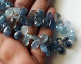 Moss Aquamarine Faceted Pear Beads, Moss Aqua Briolettes 6x9-6x11mm (2IN To 4IN)