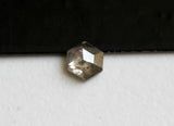 Salt And Pepper Hexagon Shaped Rare Flat Back Faceted Shield Diamond, 4mm