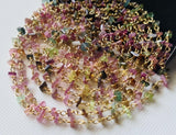 3-4mm Multi Tourmaline Wire Wrapped Sticks Beads, Beaded Chain (1Ft To 5Ft)