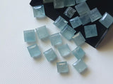 7.5-8mm Aquamarine Princess Cabochons, Plain Smooth Table Cut (5Pcs To 10Pcs)