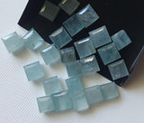 7.5-8mm Aquamarine Princess Cabochons, Plain Smooth Table Cut (5Pcs To 10Pcs)