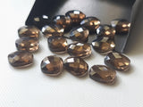 10x12mm Smoky Quartz Oval Flat Back Cabochons, Checkered Cabochon (5 To 10 Pcs)