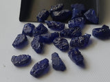 Blue Sapphire, UdDrilled Glass Filled Raw Sapphire Gemstone, 5 Pcs, 12-15mm