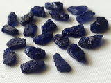 Blue Sapphire, UdDrilled Glass Filled Raw Sapphire Gemstone, 5 Pcs, 12-15mm