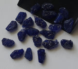 Blue Sapphire, UdDrilled Glass Filled Raw Sapphire Gemstone, 5 Pcs, 12-15mm