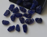 Blue Sapphire, UdDrilled Glass Filled Raw Sapphire Gemstone, 5 Pcs, 12-15mm