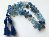 Moss Aquamarine Faceted Pear Beads, Moss Aqua Briolettes 6x9-6x11mm (2IN To 4IN)