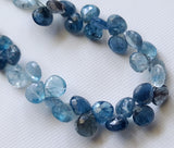 Moss Aquamarine Faceted Heart Beads, Moss Aqua Briolettes 7-7.5mm, 4 Inch Strand