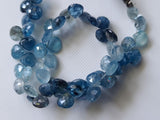 Moss Aquamarine Faceted Heart Beads, Moss Aqua Briolettes 7-7.5mm, 4 Inch Strand