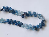 Moss Aquamarine Faceted Heart Beads, Moss Aqua Briolettes 7-7.5mm, 4 Inch Strand