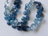 Moss Aquamarine Faceted Heart Beads, Moss Aqua Briolettes 7-7.5mm, 4 Inch Strand