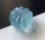 Aquamarine Melon Beads, 17mm Natural Aquamarine Carved Melon Beads, Aquamarine