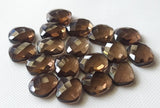 10x12mm Smoky Quartz Oval Flat Back Cabochons, Checkered Cabochon (5 To 10 Pcs)