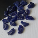 Blue Sapphire, UdDrilled Glass Filled Raw Sapphire Gemstone, 5 Pcs, 12-15mm